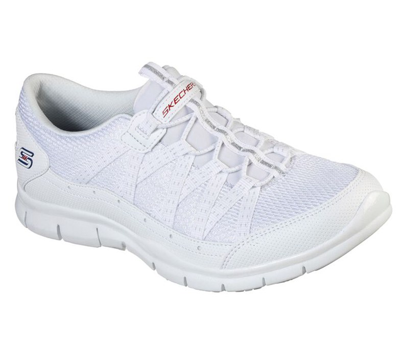 Skechers Dam Vita/Marinblå Slip On - Gratis - Allow Me - Sverige (PFTCE-7124)